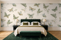 Green Butterfly Mural in a bedroom