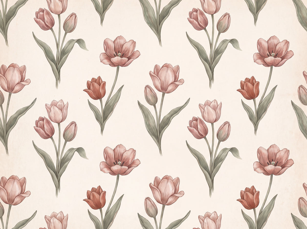 Blush Tulip Floral Mural design