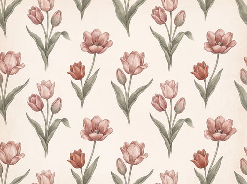 Blush Tulip Floral Mural sample on the real paper