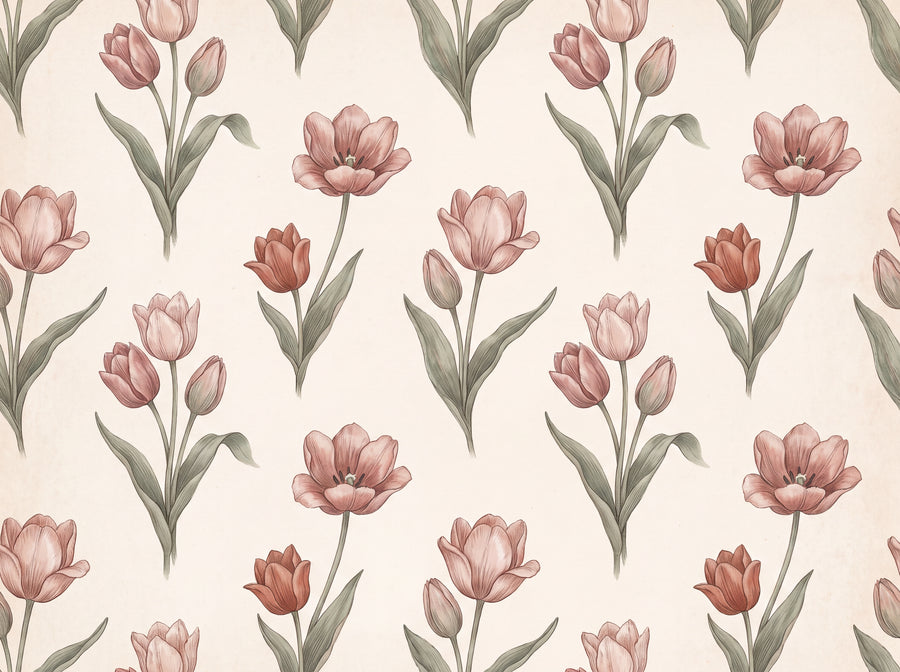 Blush Tulip Floral Mural