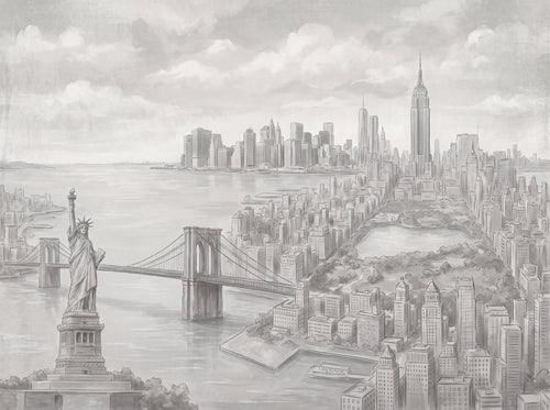 Grey New York Cityscape Mural design