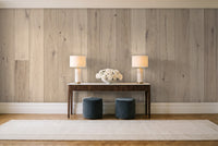 Cream Wood Panel Wood Mural in an entryway