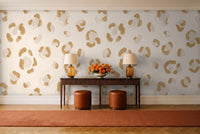 White And Gold Cheetah Animal Mural in an entryway