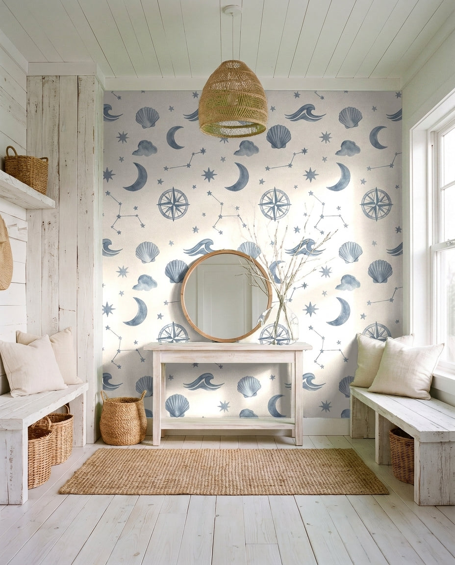 Blue Celestial Mural in an interior