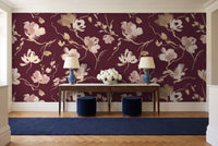 Burgundy Brushstroke Abstract Mural in an entryway