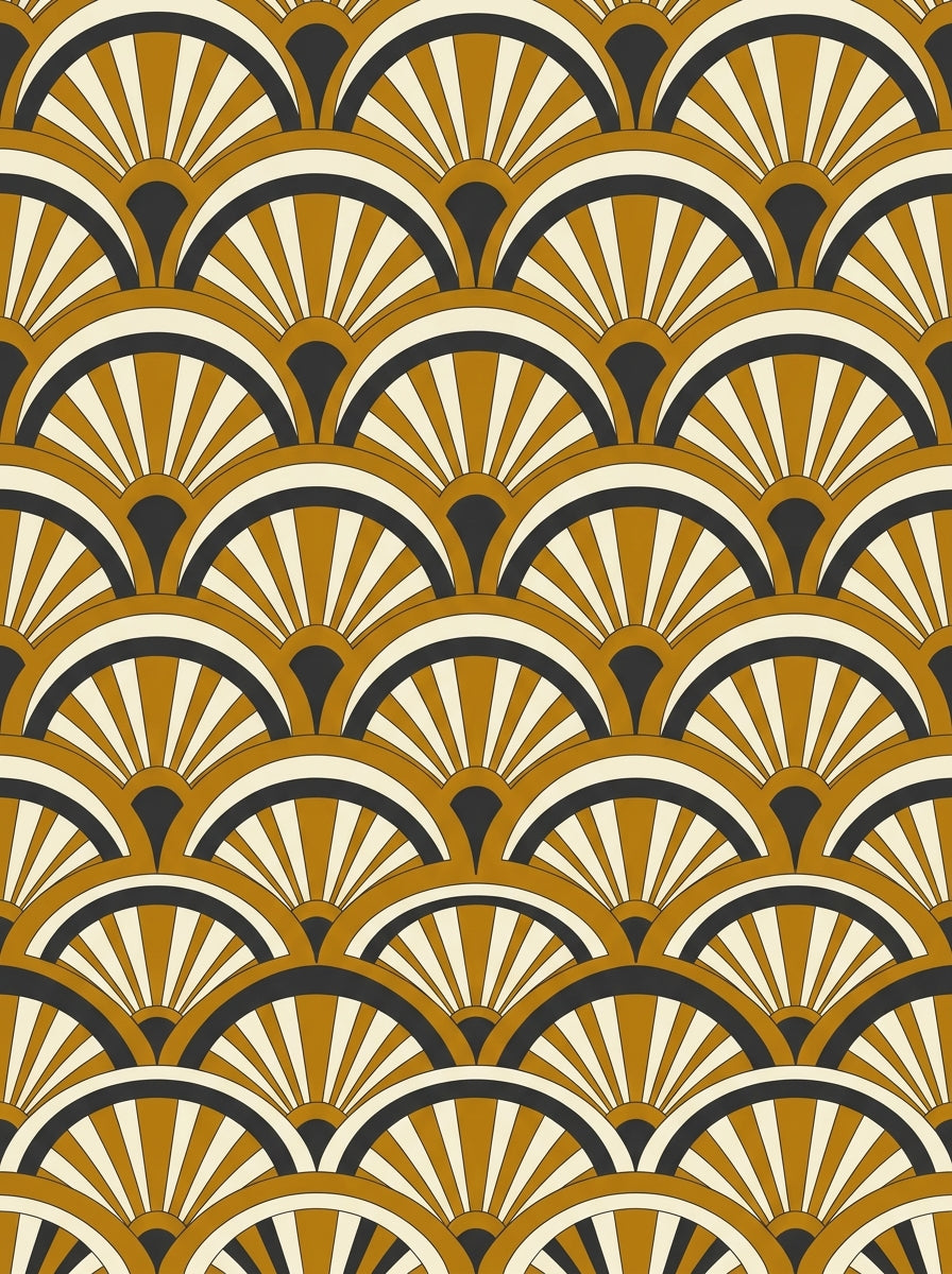 Ochre Fan Geometric Mural design