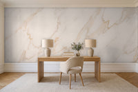 White And Gold Marble Mural in a home office