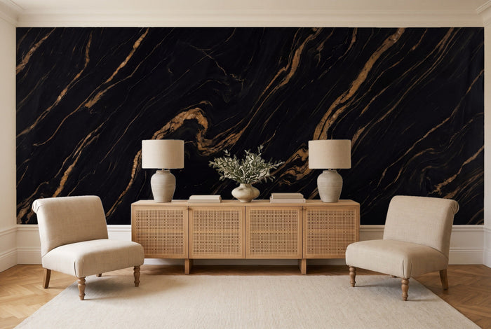 Black And Gold Marble Mural