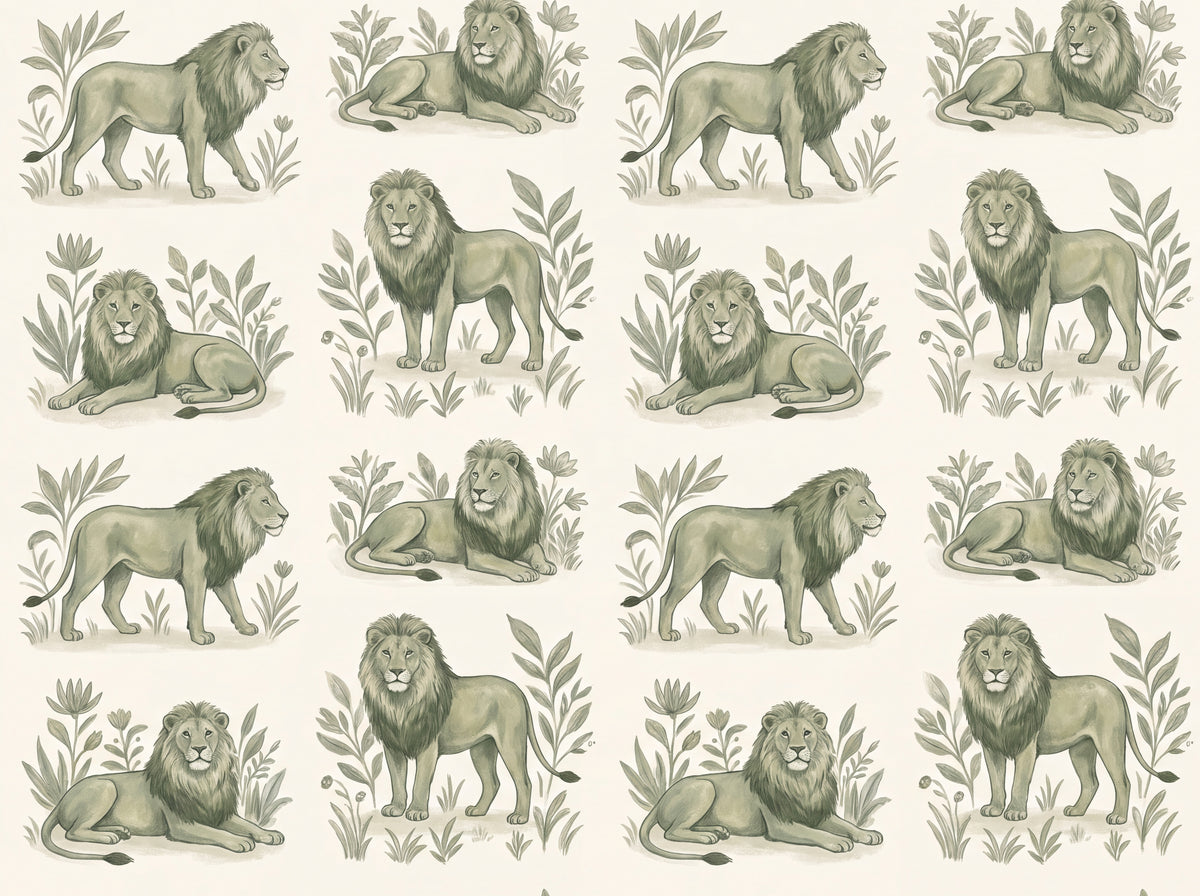 Green Lion Animal Mural design