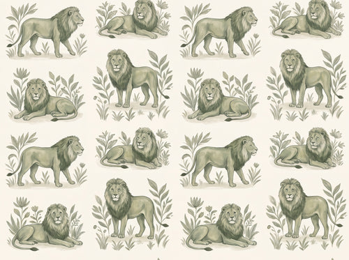 Green Lion Animal Mural sample on the real paper