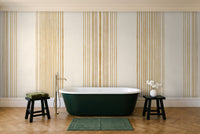 Mustard Stripe Mural in a bathroom
