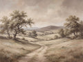Beige Countryside Landscape Mural