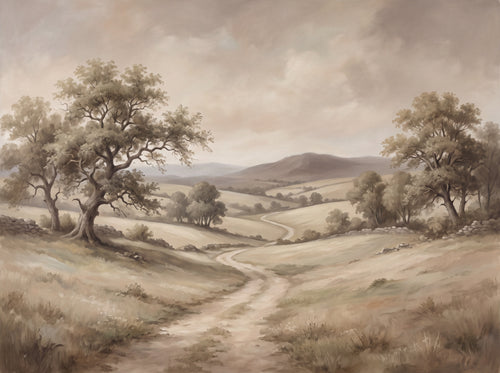 Beige Countryside Landscape Mural design