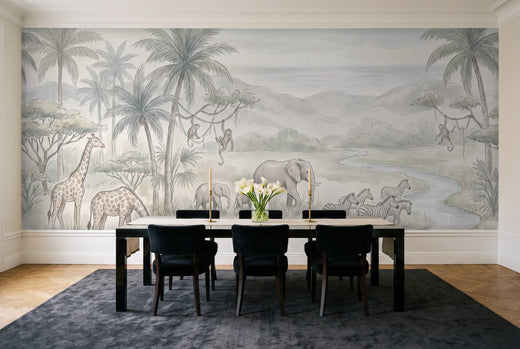 Sage Jungle Animals Landscape Mural