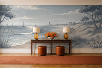 Blue Beach Landscape Mural in an entryway