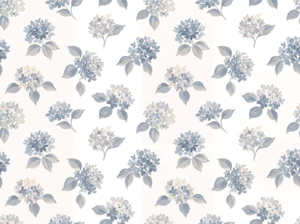 Blue And Grey Hydrangea Floral Mural design