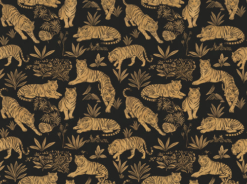 Black And Gold Tiger Animal Mural sample on the real paper