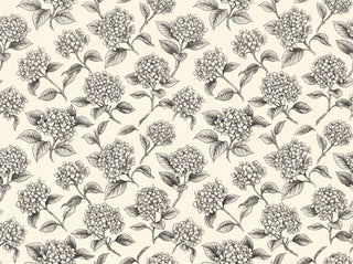 Black And White Hydrangea Floral Mural sample