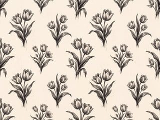 Black And White Tulip Floral Mural sample
