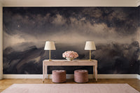 Black Galaxy Celestial Mural in an entryway