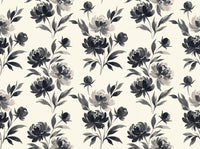 Black Peony Floral Mural design