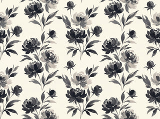 Black Peony Floral Mural sample