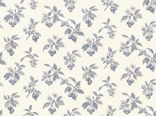 Blue And Grey Cherry Botanical Mural sample on the real paper