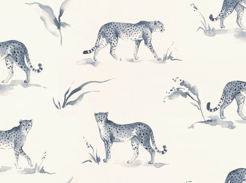 Blue Cheetah Animal Mural sample on the real paper