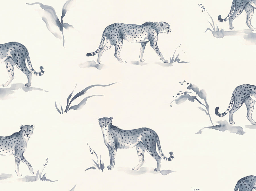 Blue Cheetah Animal Mural