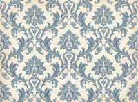 Blue Scroll Damask Mural design