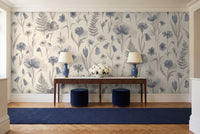 Blue Wildflower Floral Mural in an entryway