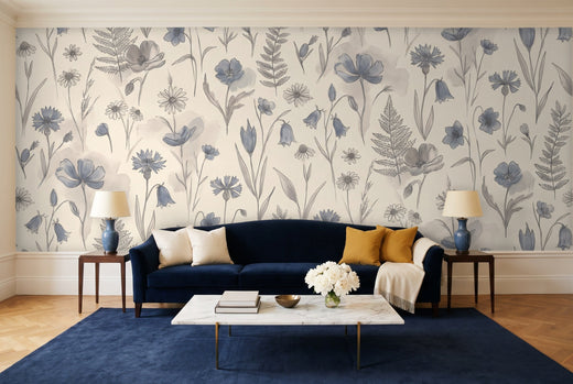 Blue Wildflower Floral Mural
