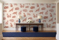 Blush Cat Animal Mural in an entryway