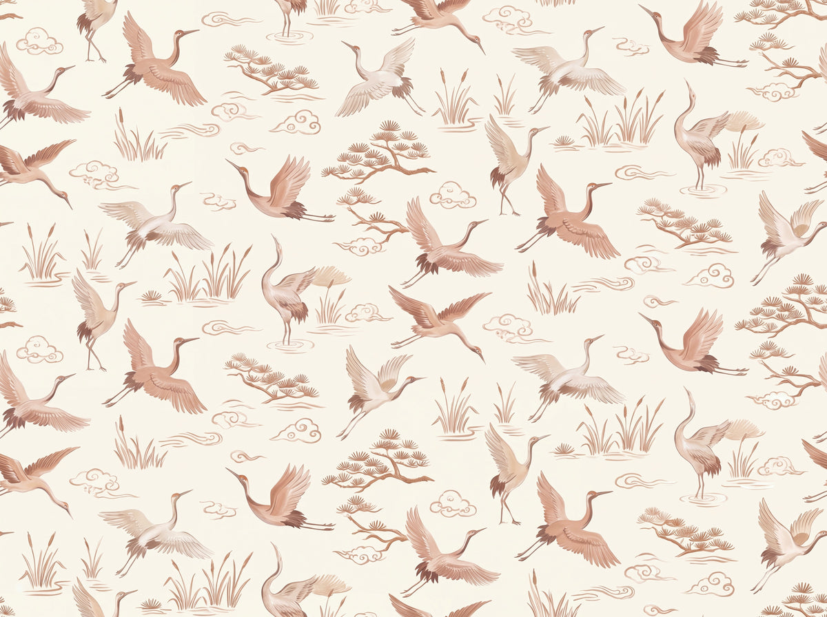 Blush Crane Animal Mural placed in your room