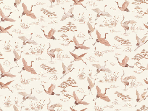 Blush Crane Animal Mural sample on the real paper
