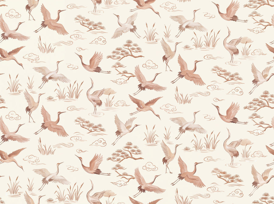 Blush Crane Animal Mural