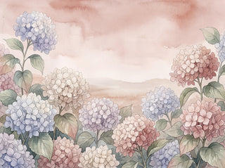 Blush Hydrangea Floral Mural sample