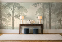 Mint Forest Landscape Mural in an entryway