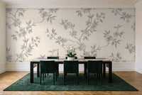 Grey Cherry Blossom Floral Mural in a dining room