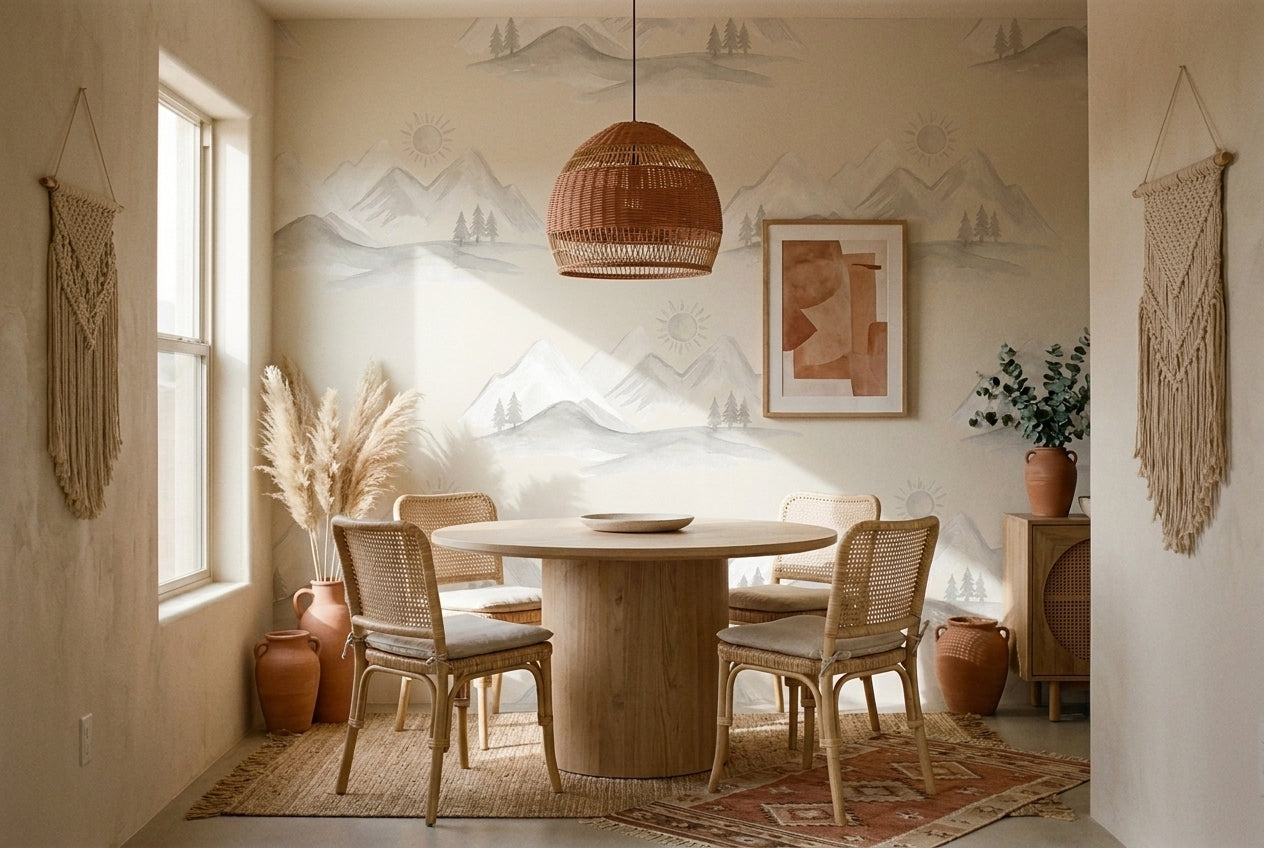 White Mountain Landscape Mural in an interior