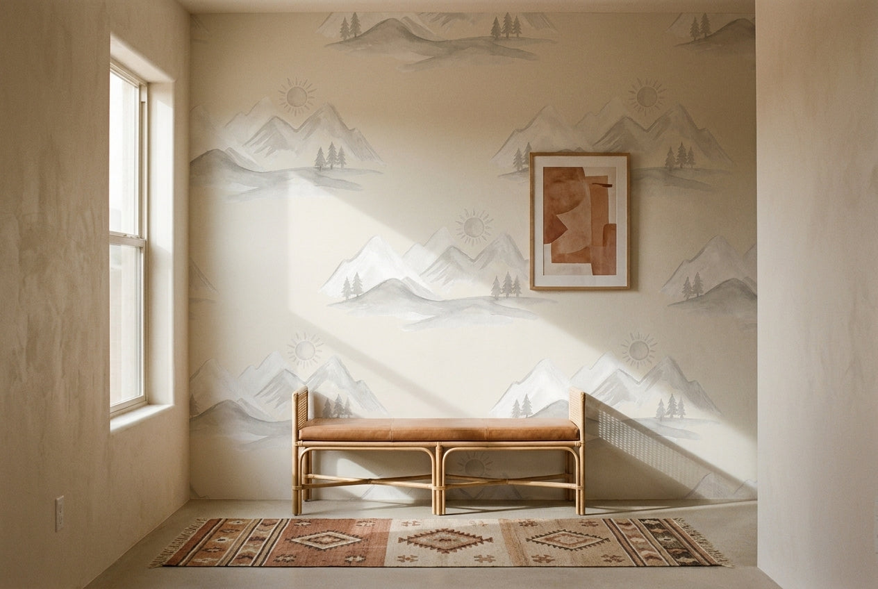 White Mountain Landscape Mural on a feature wall