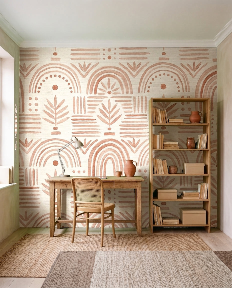 Blush Deco Arch Mural on a feature wall