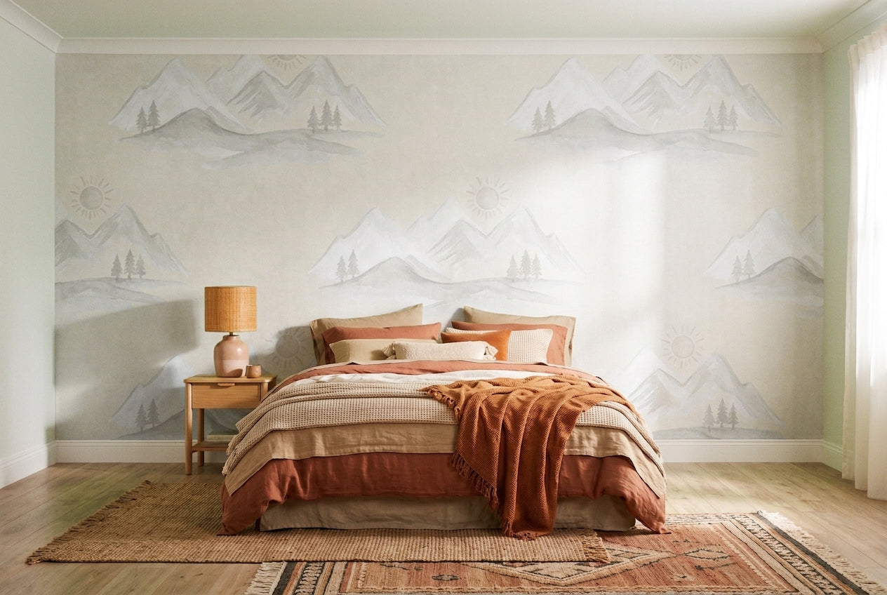 White Mountain Landscape Mural on a feature wall
