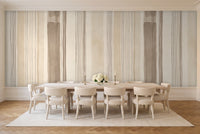 Beige Stripe Mural in a dining room