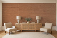 Clay Grasscloth Texture Mural in a living room