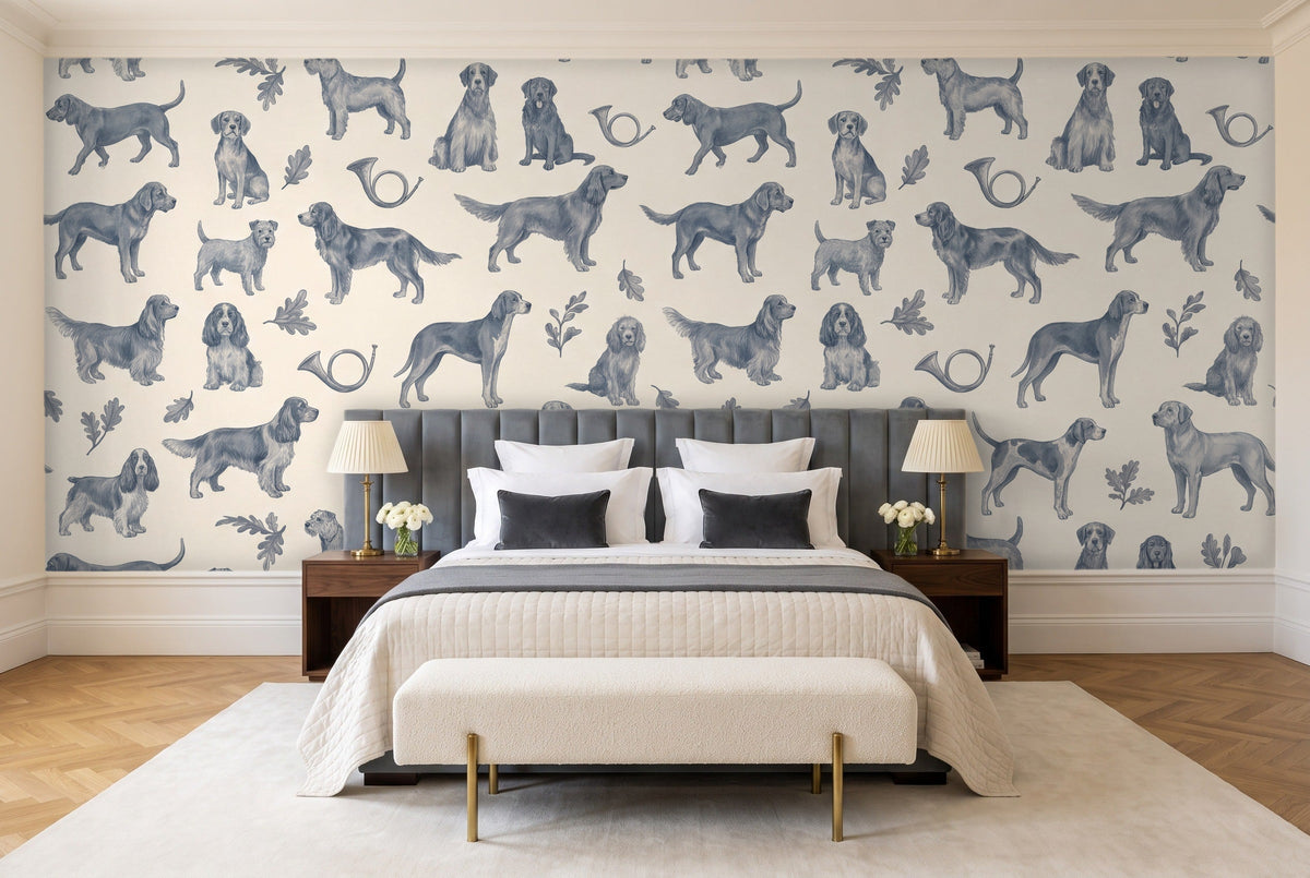 Blue Dog Animal Mural in a bedroom