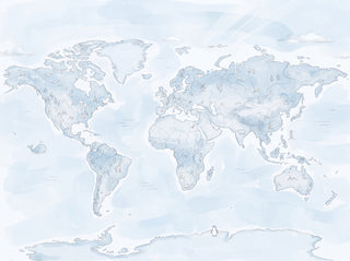 Light Blue World Map Map Mural sample