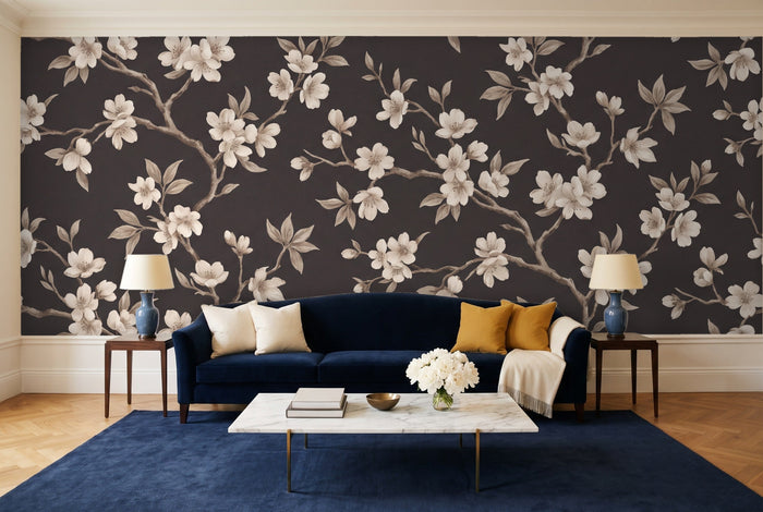 Dark floral murals
