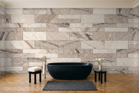 Cream Stone Mural in a bathroom