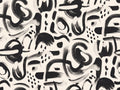 Black And White Brushstroke Abstract Mural